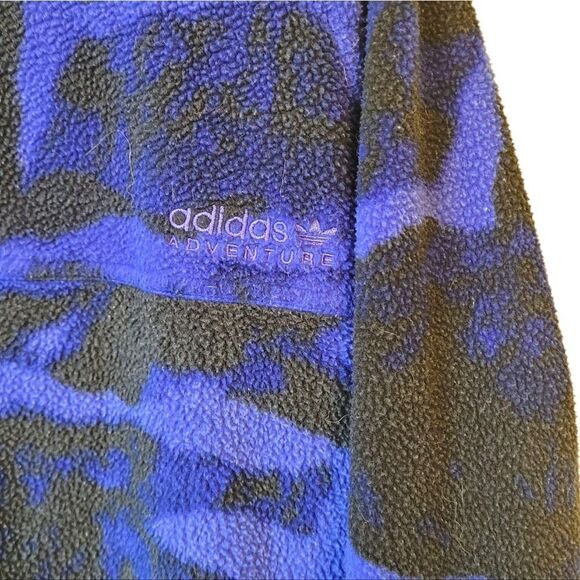 adidas Men's Blue Adventure Polar Fleece Allover Print Half-Zip Sweatshirt US L - Picture 4 of 5